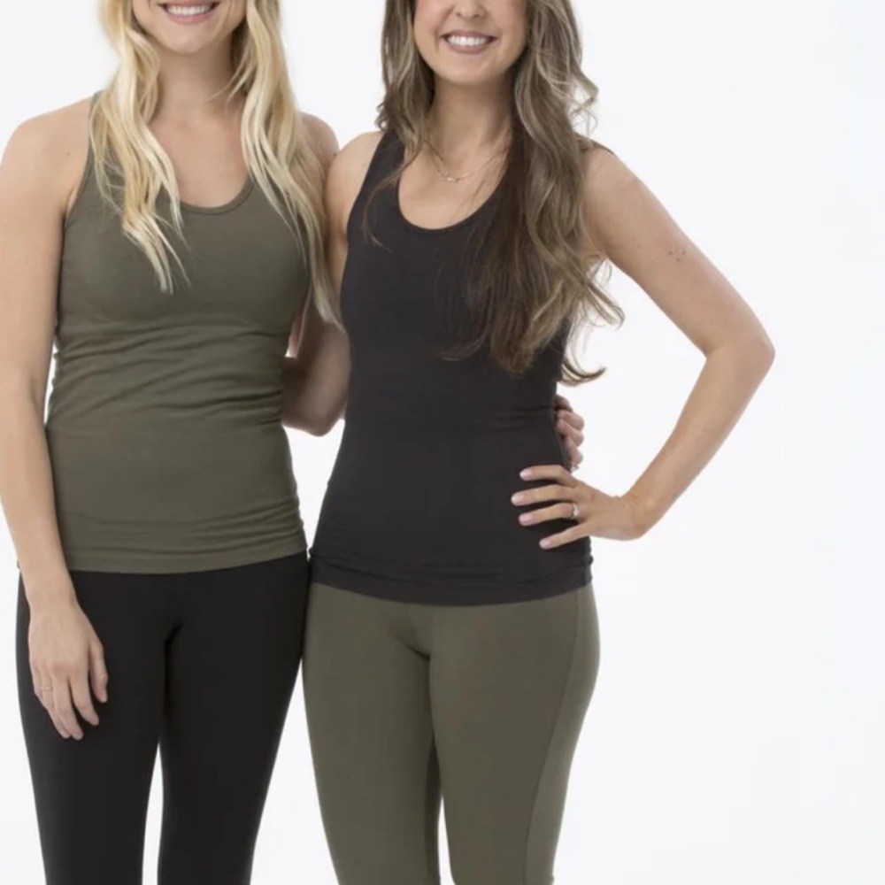 Set of Two Tank Tops KicKee Pants Workout Jersey Tank Tops Bamboo Black Large